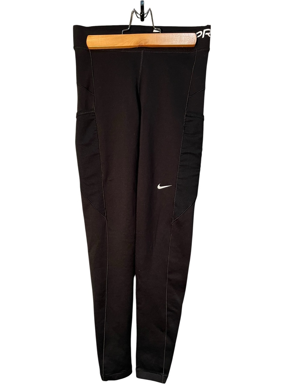 Nike Pro Womens Size Small Leggings Therma-Fit Black White Ankle Length Mid-Rise